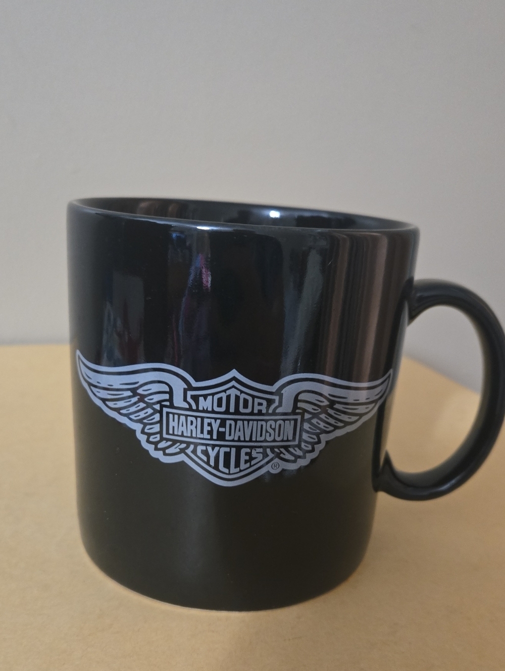 Harley-Davidson Black Oversized Coffee Mug with White Winged Logo